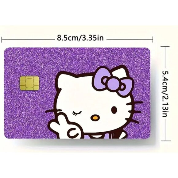 Hello Kitty Glitter "Look" Credit Card Stickers Cute Vinyl Card Skins (Set of 3) - Picture 2 of 2